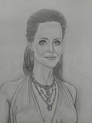 Graphitzeichnung von Angelina Jolie