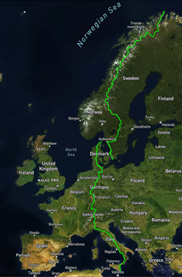 Work in progress: So far I hiked from Nordkapp to near Florence. 6500 kilometers in 180 days.
