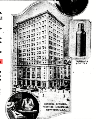 General Offices der ersten Thermosfabrik in New York- Brooklyn,  aus "The Washington Times", 05. Dezember 1920