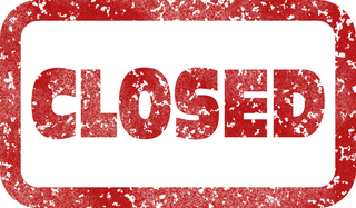 Closed rote Schrift mit Umrandung