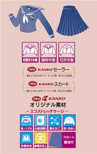 new カンコー中学生セーラー特長