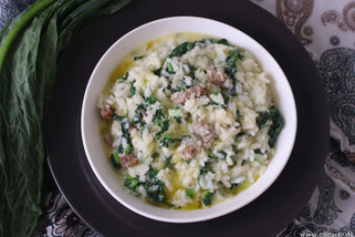 Risotto mit Schwarzkohl und Salsiccia Oligarto rezepte mit Olivenöl