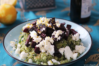 Leckere grüne Quinoa mit Rote Beete und Fetakäse Oligarto Rezepte Olivenöl