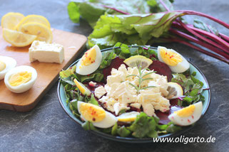 Oligarto Rezepte Rote Beete salat mit Fetakäse und Eiern