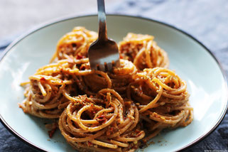 Spaghetti mit Trockenpesto Vegan Olivenöl Oligarto