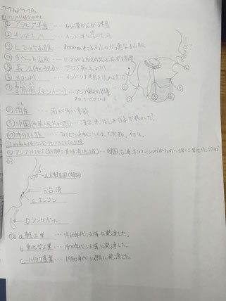 ノートにまとめる内容を整理しているところです。
