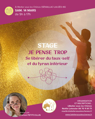 Stage Je pense trop, faux self et tyran intérieur avec Christel Petitcollin