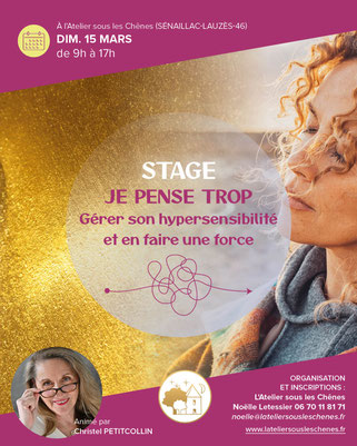 Stage Je pense trop, gérer son hypersensibilité avec Christel Petitcollin