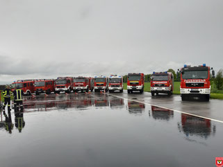 Aufstellung der teilnehmenden Feuerwehren