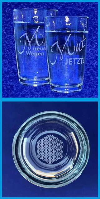 Optik der gravierten Wassergläser
