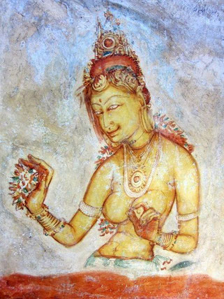 Sigiriya royal ladies in the frescoes