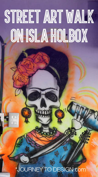 Street art walk on Isla Holbox Mexico