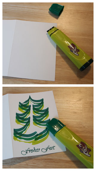 Wir basteln eine Weihnachtskarte: mit dem Trio Magic-Stift entsteht ein wundervoller Weihnachtsbaum
