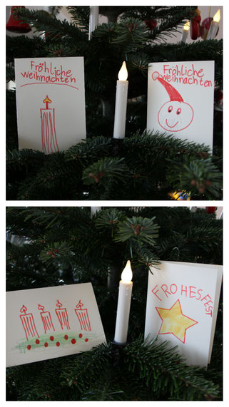 Unsere Große hat Weihnachtskarten entworfen