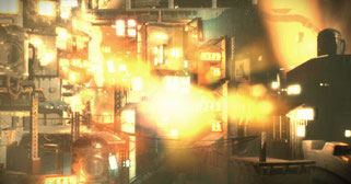 無料動画素材176 「CG雨の中荒廃街並みズームアウト」