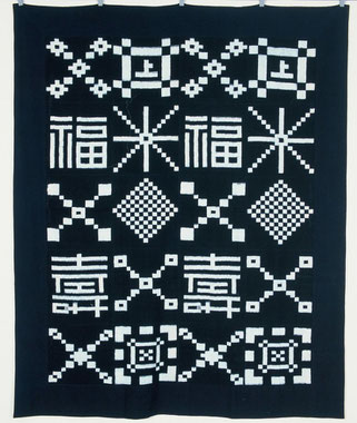 絣のタペストリー（B）更紗　藍染 千田百子｜藍染｜藍絣－古布に心惹かれ - 千田百子ギャラリー