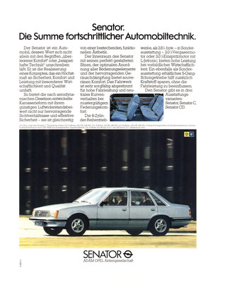 Opel Senator A1 Werbung 1980