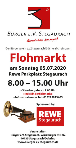 Flohmarkt Stegaurach Reweparkplatz Debring Sonntag 5. Juli 2020