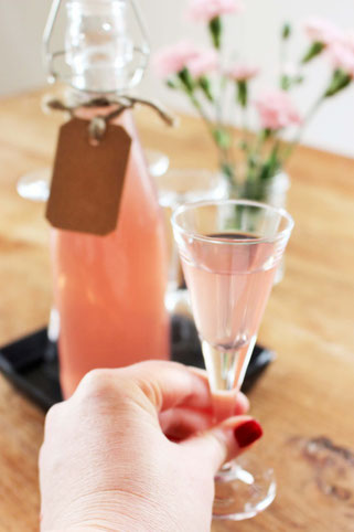 Bild: Frühlingsrezepte mit Rhabarber? Wie wäre es mit selbstgemachtem Rhabarber-Schnapps? Eine schnelle DIY Geschenkidee, lecker und für jeden Anlass! Gefunden auf www.partystories.de