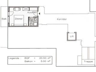 Grundriss Ferienwohnung / Apartment 2 Hotel garni Domino Saas-Fee