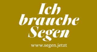 Logo vom Projekt "Ich brauche Segen" und QR-Code mit Verlinkung zur Projektwebseite