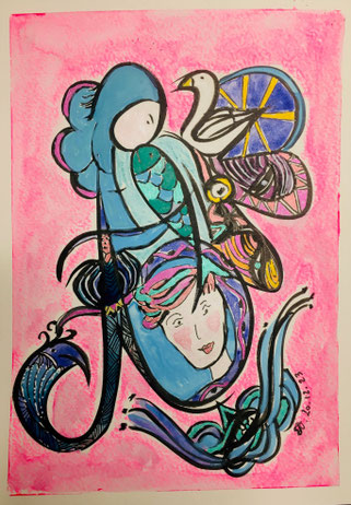 Prénom en Poésie pour une "Aline" (1à cm x 15 cm)