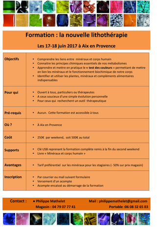 Formation Nouvelle Lithothérapie 2017