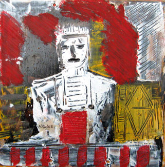 Untitled, from the series " Portraits ", 45x45 cm, Mixed media on paper.