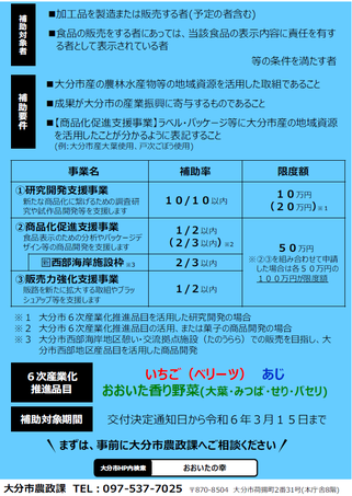 令和5年度「おおいたの幸」ブランド化支援事業補助金リーフレット（裏）