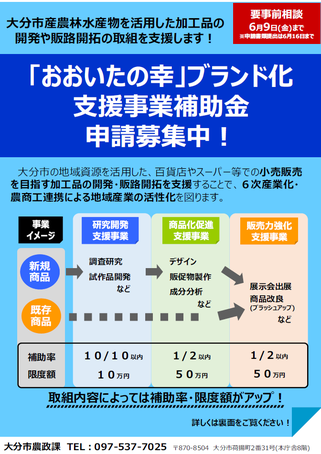 令和5年度「おおいたの幸」ブランド化支援事業補助金リーフレット（表）画像