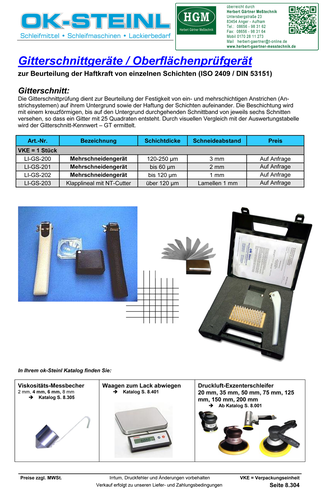 OK-STEINL Gitterschnittgeräte - Oberflächenprüfgerät