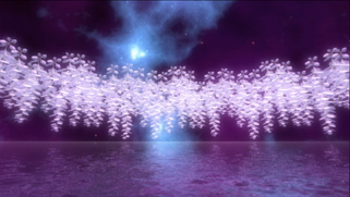 無料動画素材１５９「藤の花アート夜空１」