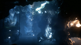 無料動画素材１１９「ＣＧ洞窟１と水のせせらぎ」