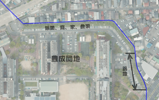 豊成団地沿いの流路跡の現況図