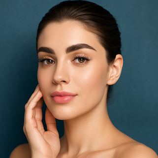 Frau mit perfektem Wimpernlifting und Browlifting – geschwungene Wimpern und geformte Augenbrauen für einen ausdrucksstarken Blick im Kosmetikinstitut Ozeanblau in Dresden.