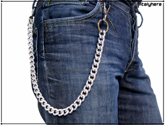 Catena per pantaloni e jeans in maglia gourmette spessa, colore argento lunga cm.55 - Italyhere