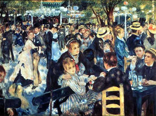 Renoir, Baile en el Moulin de la Galette. Óleo sobre lienzo, 131 x 175 cm. Musée d'Orsay, París. 1876