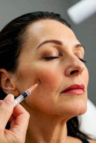 woman having dermal filler injected into her face