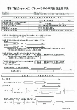 自分でする軽自動車の９５０登録（３０２登録）の手続きについて　牽引可能なキャンピングトレーラ等の車両