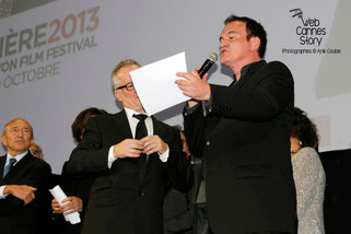 Thierry Fremaux et Quentin Tarantino, lors de la cérémonie d’ouverture du Festival Lumière à Lyon le 14 Octobre 2013 - Photo © Anik COUBLE