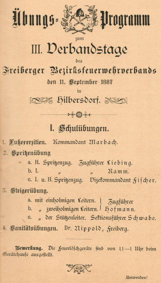 Übungsprogramm zum III. Verbandstag des Freiberger Bezirksfeuerwehrverbandes