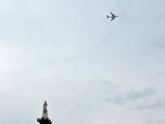 An Airbus A380 over London