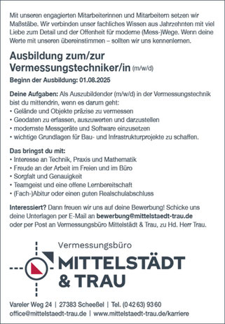stellenangebot technische ausbildung scheessel row vermessungstechnik