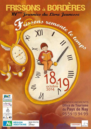 affiche des quinzièmes journées du livre jeunesse Frissons à Bordères