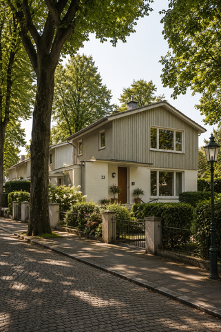 Hochwertiges Schwedenstilhaus der 50er-/60er-Jahre in einem ensemblegeschützten Wohngebiet