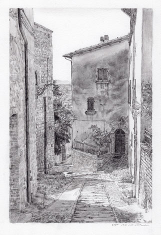 PORTA A PERUGIA 「ペルージャの扉」 1048 油彩・板 12㎝×6,5㎝