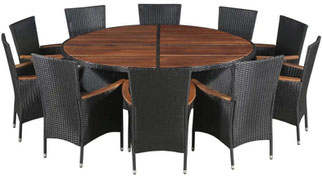 set giardino +acacia +sedie +outdoor +polirattan +10 +tavolo #rattan