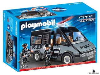 Bei der Bestellung im Onlineshop der-Wegweiser erhalten Sie das Playmobil Paket 6043 "Polizei- Mannschaftswagen mit Licht und Sound".