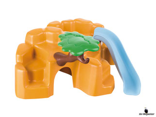 Die Besonderheiten im Playmobil Paket 9377 ist ein Affengehege mit Schaukel und Höhlenversteck.