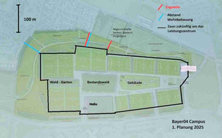 Die bisherige Planung des Bayer04-Campus an der Alfred-Nobel-Straße sah so aus.